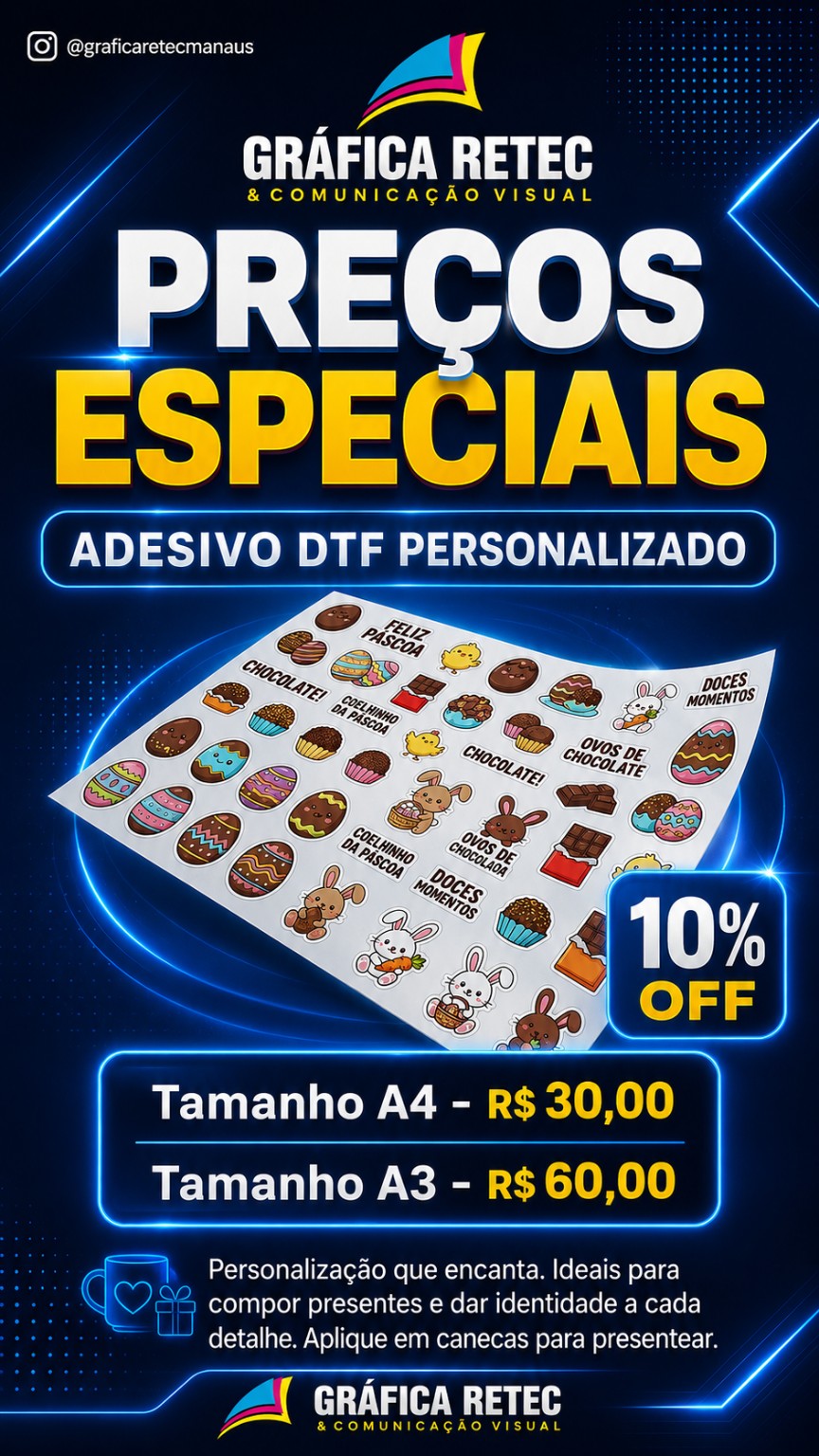 Adesivo DTF têxtil ou UV